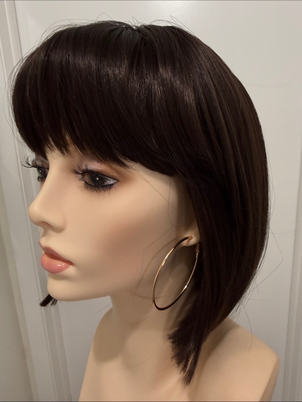 HAIR, 12” Bob with Bangs, Medium/Dark Brown - Picture 3 of 8